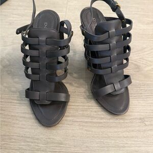 Donna Karan Women's Charcoal Strappy Sandals, runway, size 37